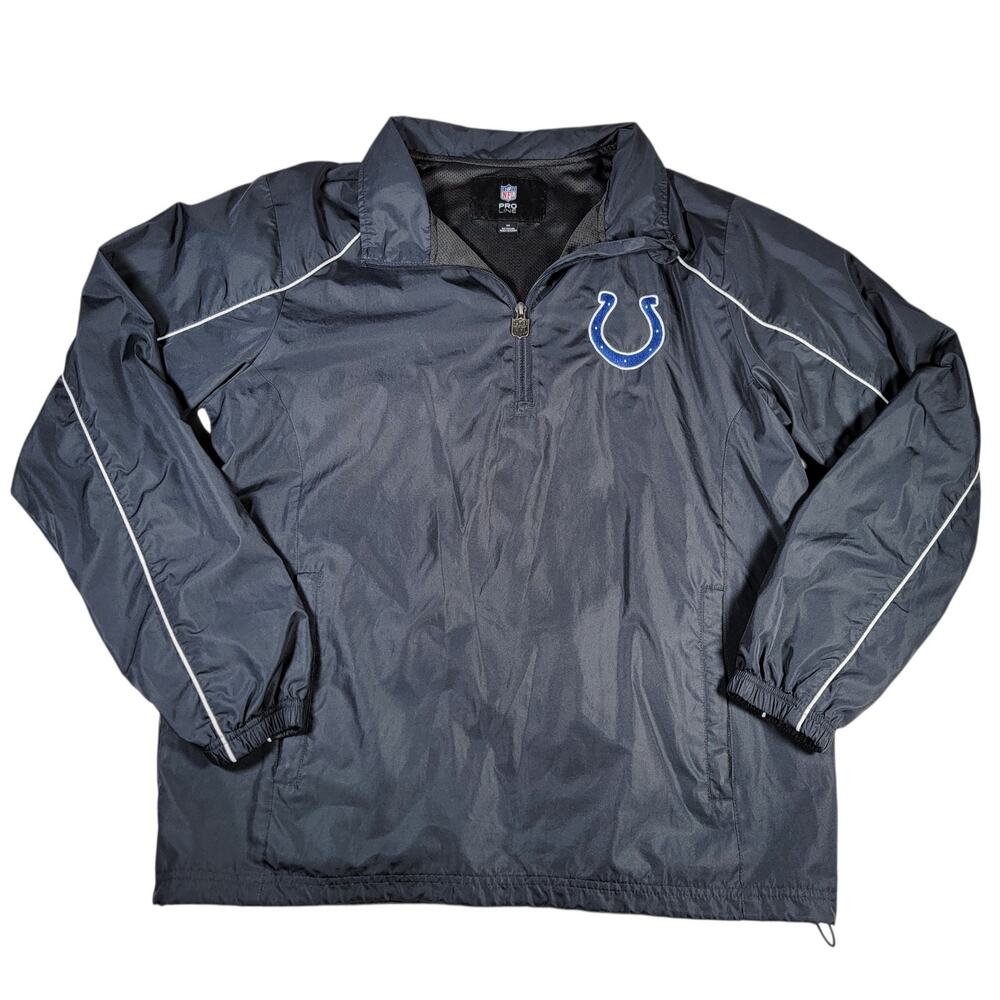 NFL Pro Line Indianapolis Colts Windbreaker Jacket Mens Medium Blue 1/4 Zip
